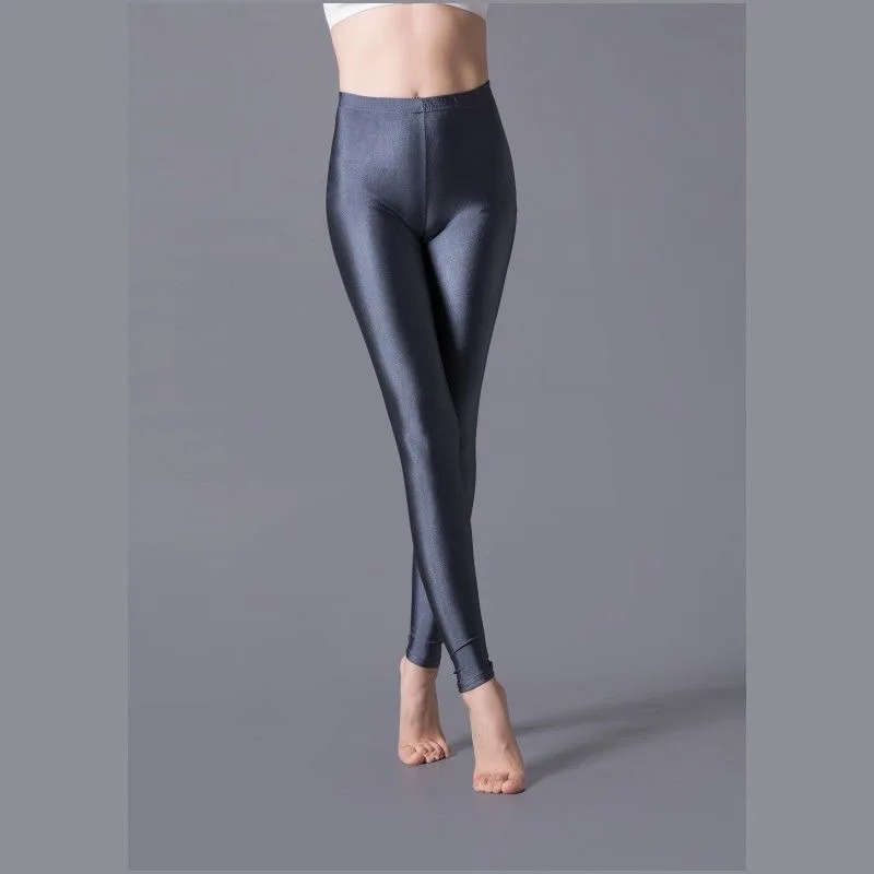 seamless leggings Hot Selling 2021 Women Solid Color Fluorescent Shiny Pant Leggings Large Size Spandex Shinny Elasticity Casual Trousers For Girl crossover leggings Leggings