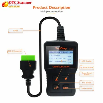 

OBD2 scanner TP109 engine fault code reader CAN diagnostic scan tool for compatible EOBD vehicles