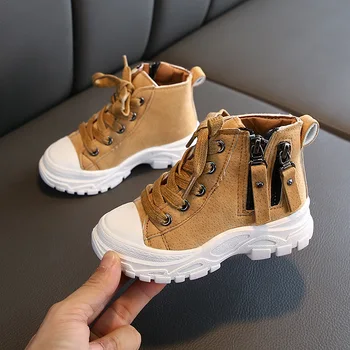 

Autumn and winter children's ankle boots girls Martin boots boys snow boots students fashion boots shoes side zipper sneakers