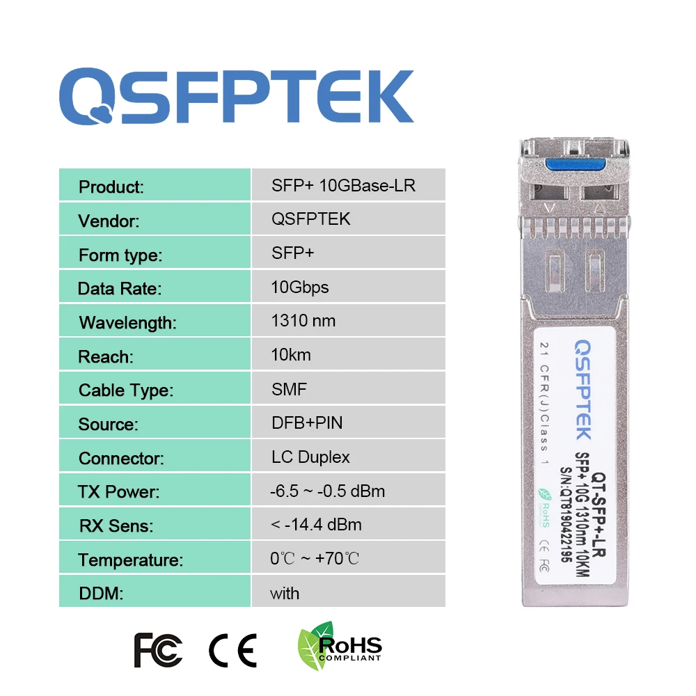 10GBASE LR SFP Module 1310nm 10km DDM LC 10G SMF Transceiver for Cisco Juniper Arista Brocade 5