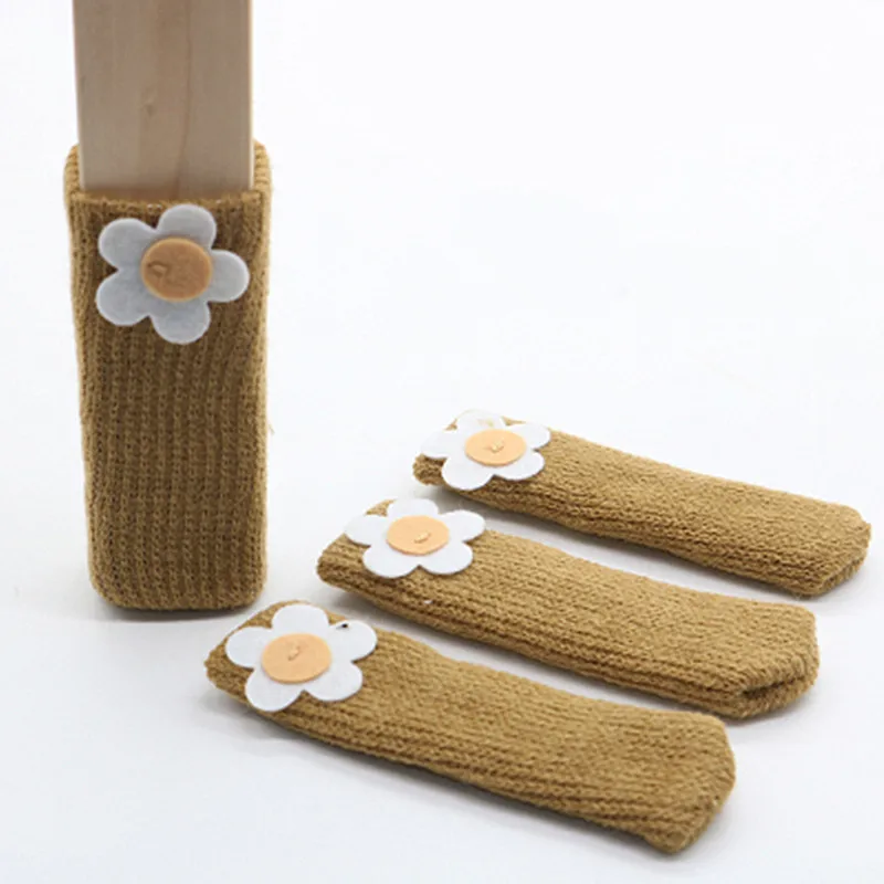 

4pcs Chair Leg Socks Cloth Floor Protection Knitting Wool Socks Anti-slip Table Legs Furniture Feet Sleeve Table Chair Cover