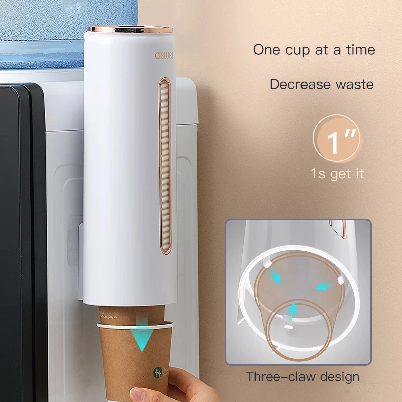 Paper Cup Dispenser Holder Automatic Disposable Cup Storage Rack Wall Mounted Holder Organizer Water Dispenser Cups Stand