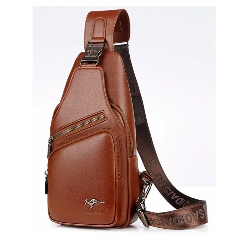

2019 New Style Autumn Korean-style Men Chest Pack Pu Headphone Jack MEN'S Single-shoulder Bag Retro Men's Bag