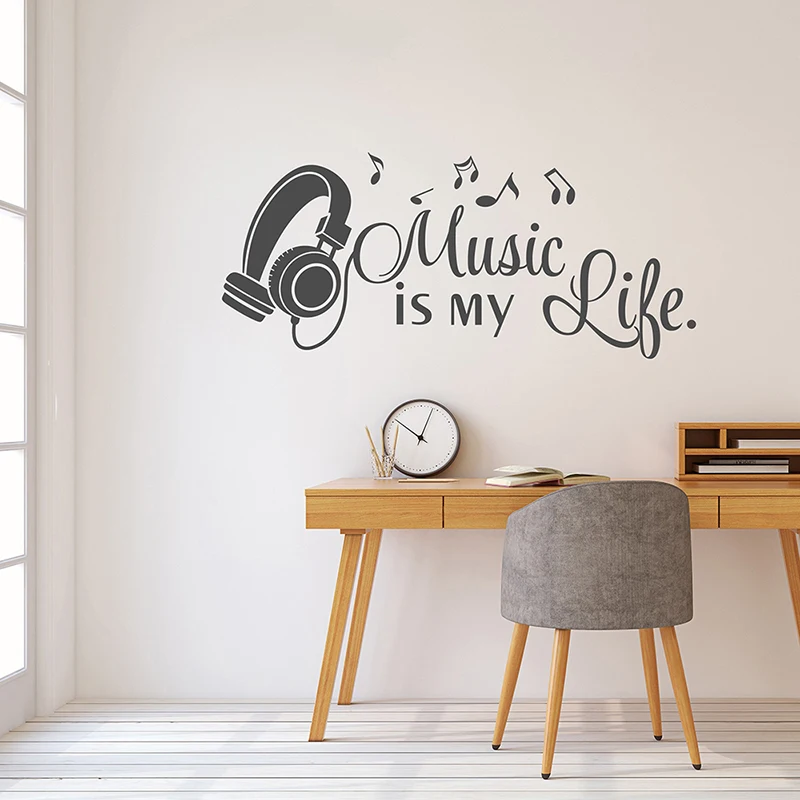Musica Cuffie Adesivo Citazione Musica È La Mia Vita Cuffie Musica Decorazioni Murali Decalcomania Del Vinile Per Bambini Adolescenti Room Decor Poste