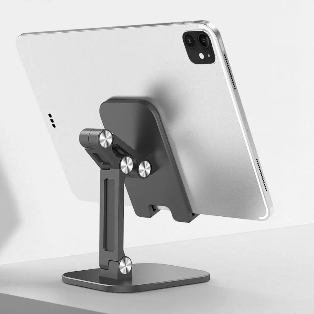 Desk Mobile Phone Holder Stand For iPhone iPad Pro Tablet Foldable Flexible Metal Table Desktop Adjustable Cell Smartphone Stand