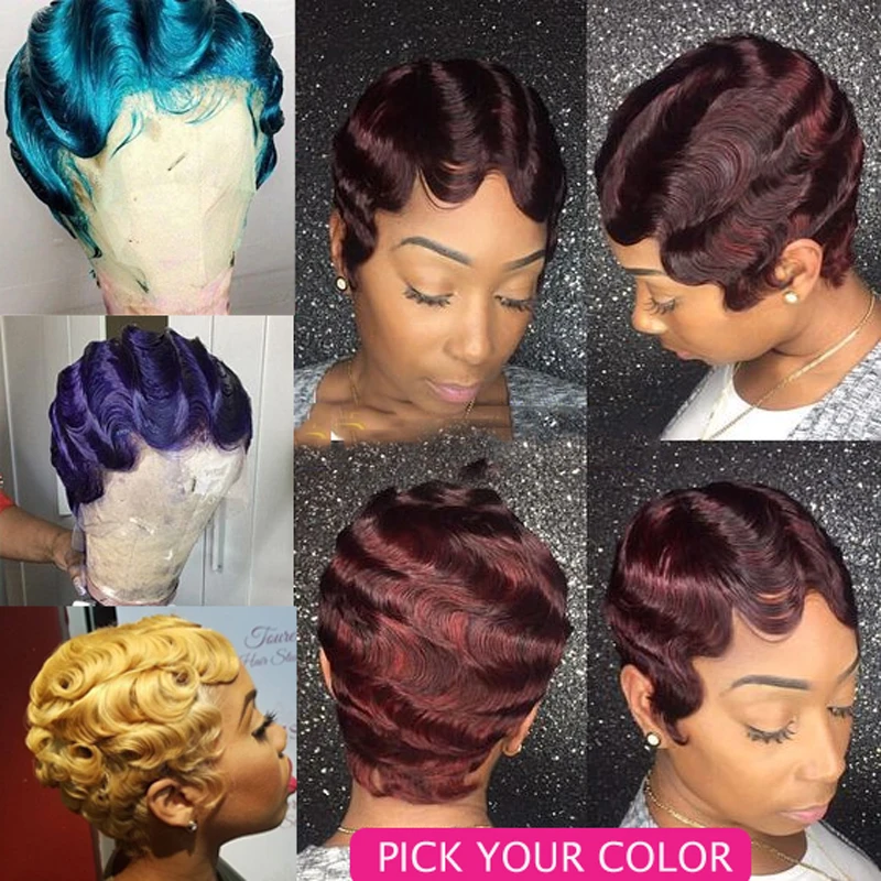 Yellow finger wave wig Clearance