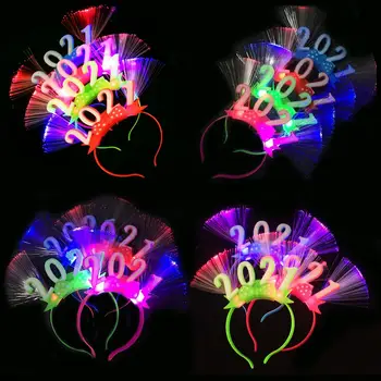 

2021 Fiber Optic Headband Headband Christmas Products New Year Luminous Headwear Suggests Multiple Packing Sale