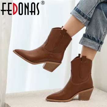 

FEDONAS Classic Female Warm Square Heels Night Club Shoes Woman Newest Euro Style Women Ankle Boots Big Size Autumn Winter Boots