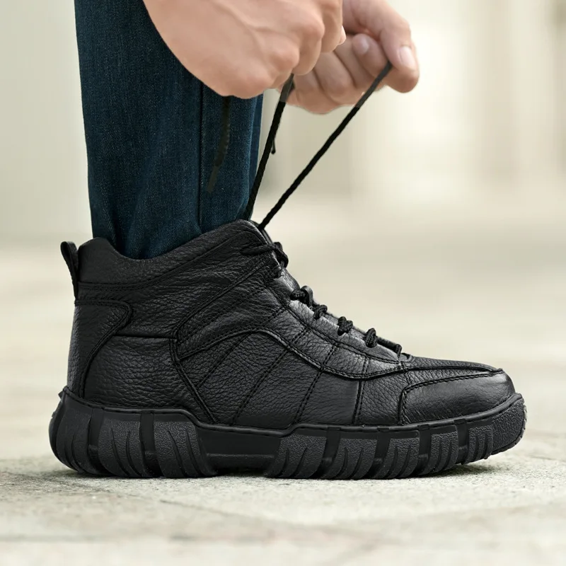 

Cross-border Men's Oversize Martens,leather Autumn And Winter Warm MEN'S SHOES Cotton Boots
