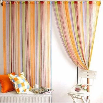 

Curtains Rainbow Color Line Curtain Indoor upscale Decor Room Divider Strip Tassel Line String Curtains Blinds