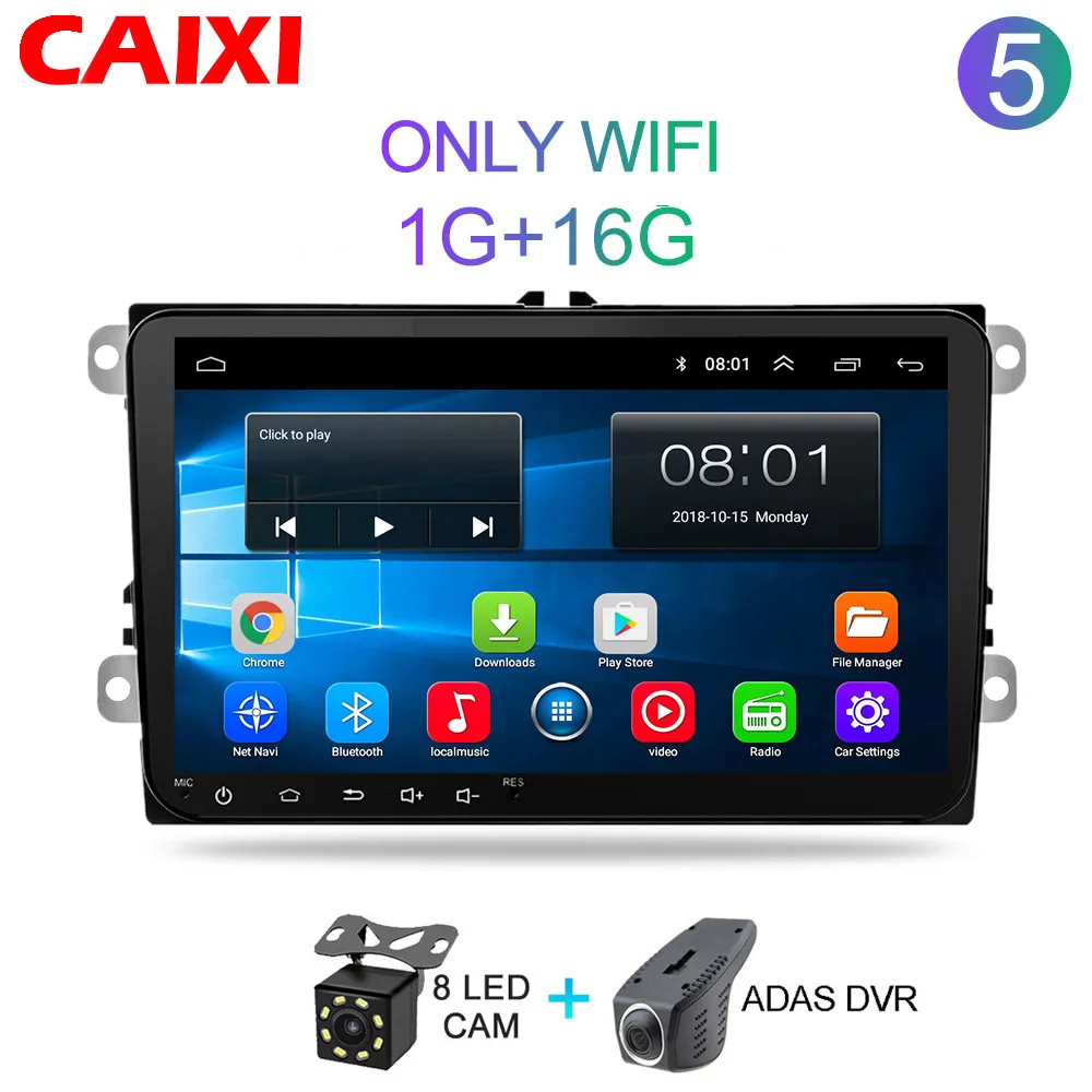 2 Din радио автомобиль Android 8,1 gps Мультимедиа для Volkswagen Skoda Octavia Golf 5 6 touran passat B6 Polo Tiguan Yeti Rapid Bora - Цвет: Cx-1G-16G-CAM-DVR