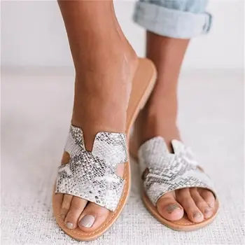 

Women's Snake Sandals 2020 Summer Flat Large Size Ladies Comfortable Shoes Casual Outdoor Beach Female Slippers 229