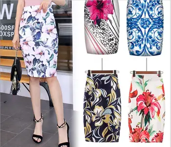 

Cross border source 2019 women's half skirt medium length hip skirt one step skirt digital printing eBay popular wholesale