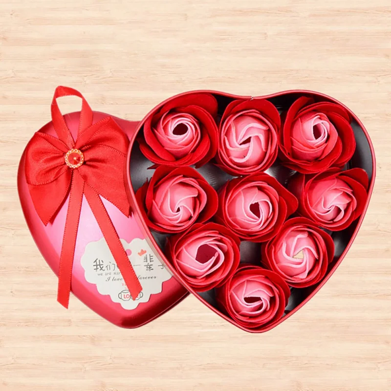 Роза Подарочная коробка мыло цветок подарок искусственный в форме сердца коробка творческий день Святого Валентина Подарки для девочек украшение дома свадьба