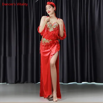 

Women Belly Dance Group Competition Dress Slap-Up Diamond Bra Strap Robe Battery Set Oriental Indian Dance Performance Dresses