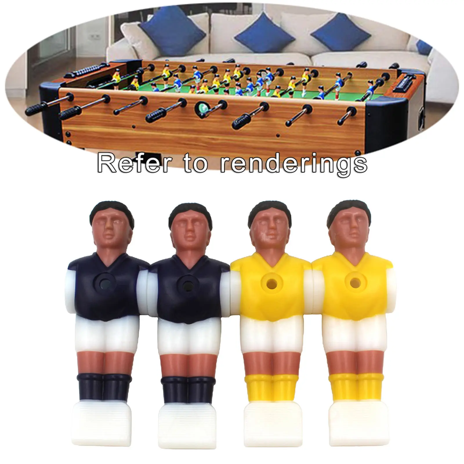 4x Foosball Men Soccer Table Guys Football Accessory 2 yellow 2 purple Soccer Player Man Replacements Set Table Parts