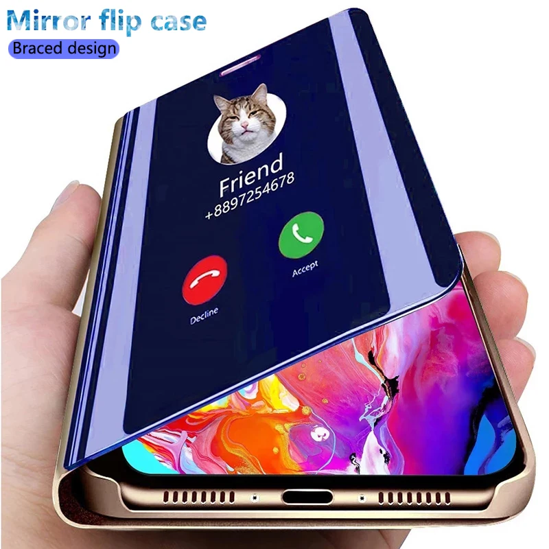 Умный зеркальный флип-чехол для Samsung Galaxy A90 A72 A71 A52 A51 A42 A41 A32 A22 A21 A12 A03s роскошный