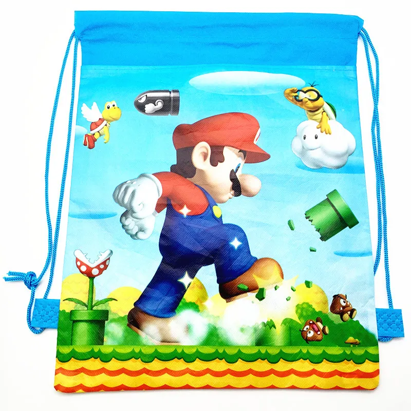 12pcs super mario theme travel storage package cartoon school backpacks drawstring bags two style for boys and girls