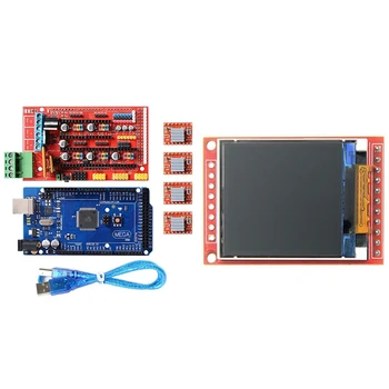 

1pcs Mega 2560 Board + RAMPS 1.4 + 4X A4988 & 1pcs 1.44 Inch TFT LCD Module LCD Sn Module SPI Serial