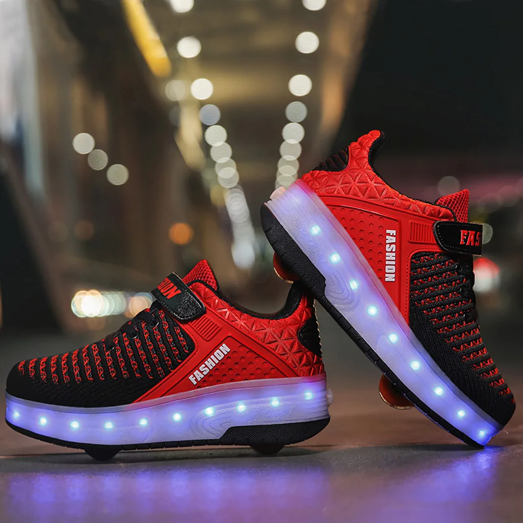 ULKNN Children Casual Shoes Toddler Light Up LED Wheels Skate USB Shoes Fashion Kids Sneakers Kids brand light Shoes