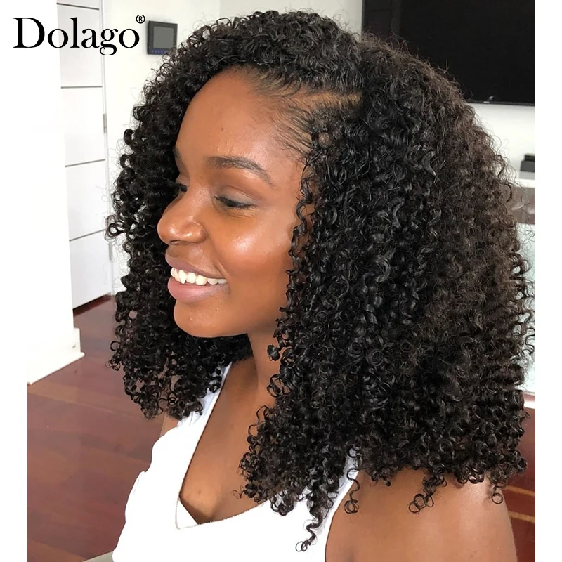 New Upart Wigs Human Hair Virgin-Hair Afro Kinky-Curly-U-Part Dolago Brazilian 250%Density mlKDqk8oE