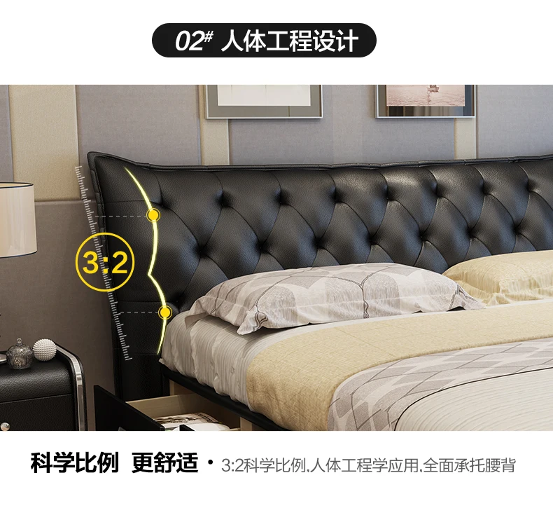 Genuine Leather bed frame camas кровать двуспальная lit beds سرير muebles de dormitorio мебель cama de casal storage drawers