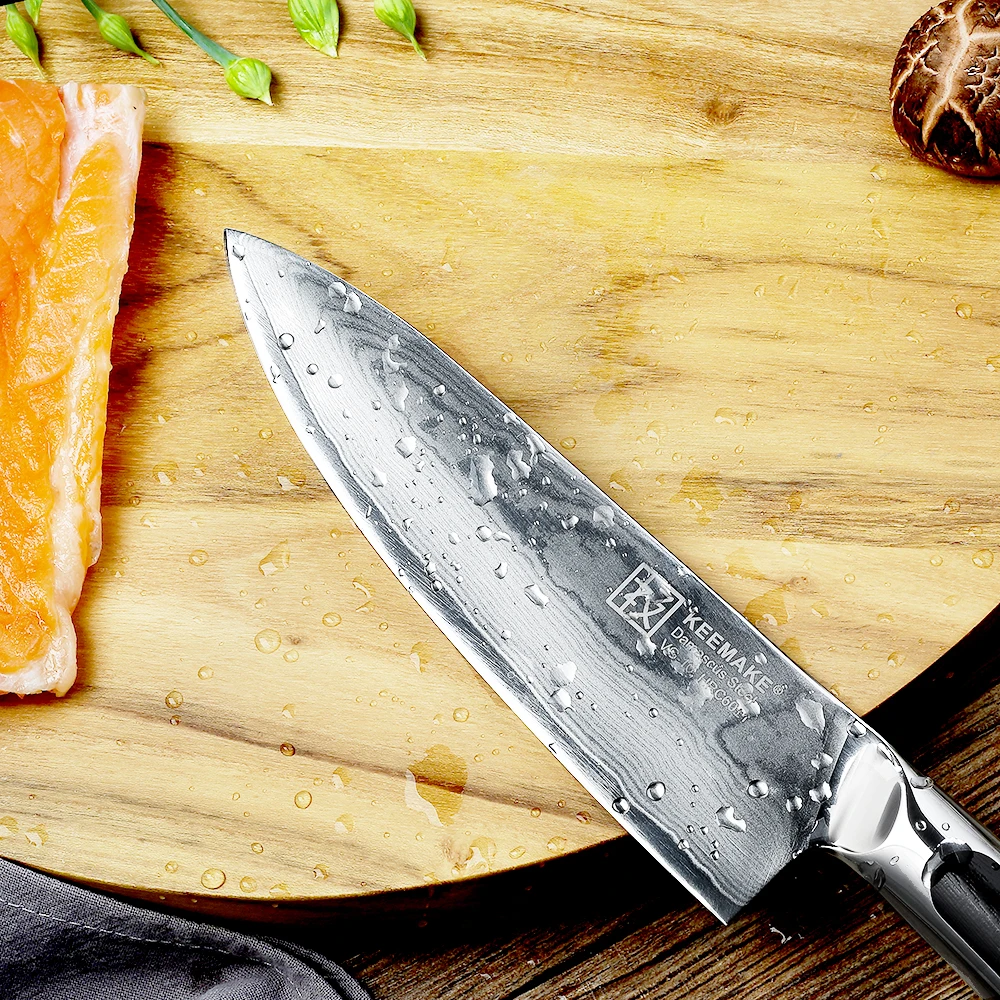 KEEMAKE, профессиональный 6," дюймовый нож шеф-повара, кухонные ножи из дамасской стали, японский VG10 нож для нарезки мяса с рукояткой G10