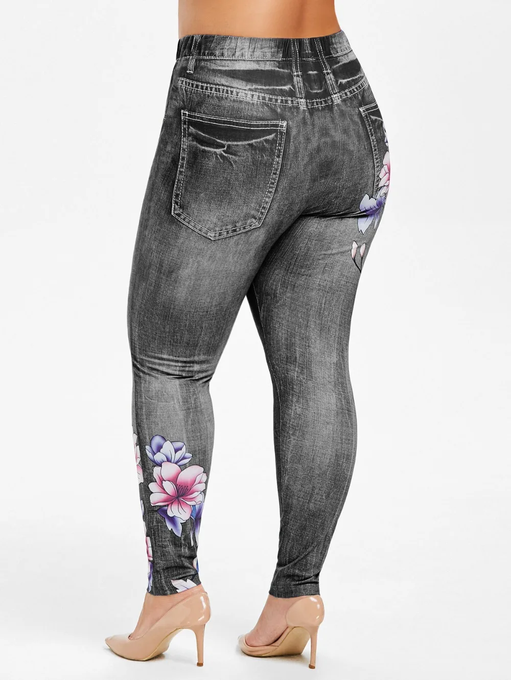 ROSEGAL размера плюс цветочный 3D принт обтягивающие Джеггинсы эластичная высокая талия цветочный принт облегающие Женские леггинсы тонкость длинные штаны