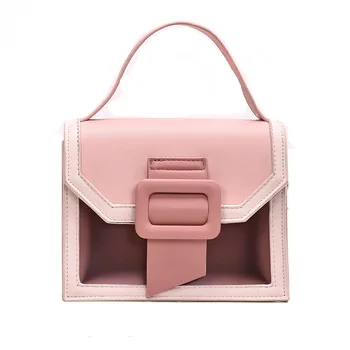 

Spring New 2020 New Handbag Female Transparent Gel Bag Square Buckle Contrasting Color Shoulder/Crossbody Bag Square Sling Bag