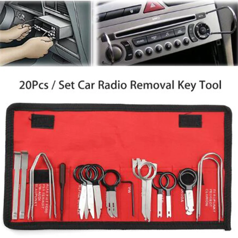 20 PCS Professional Car Auto Radio Audio Stereo Player Removal Key Tool Kit Set