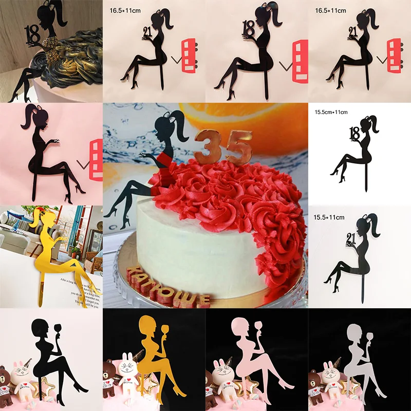 Acrylic Cake Topper Cake-Decorations Happy-Birthday High-Heels Wedding-Girls Lady New