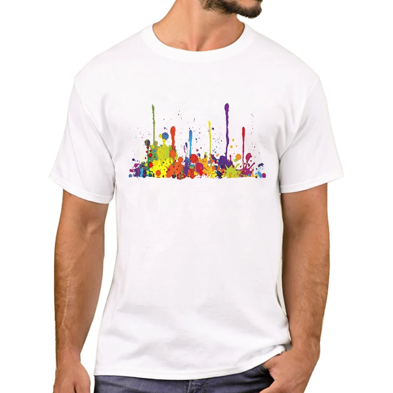 TEEHUB T-shirt à manches courtes pour homme, nouvelle mode, multicolore, hipster, imprimé à pois colorés_voghion.com