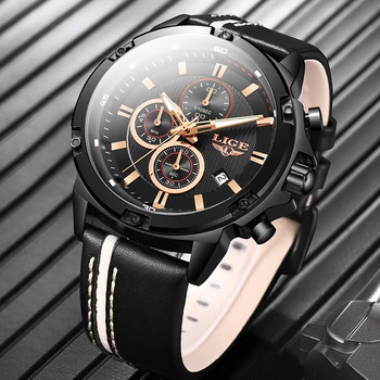 

LIGE Watch Top Brand Man Watches with Chronograph Sports Waterproof Clock Military Luxury Men's Watch Analog Quartz Man Watches