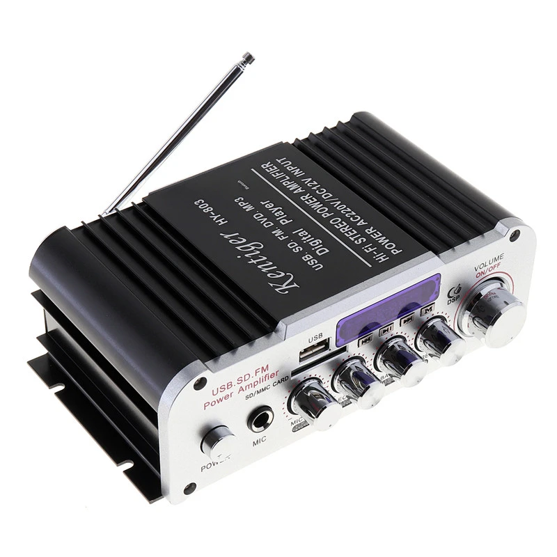 2CH HI-FI Bluetooth-compatible Car Audio Power Amplifier FM Radio Player Support SD USB DVD MP3 Input for Car Motorcycle Home