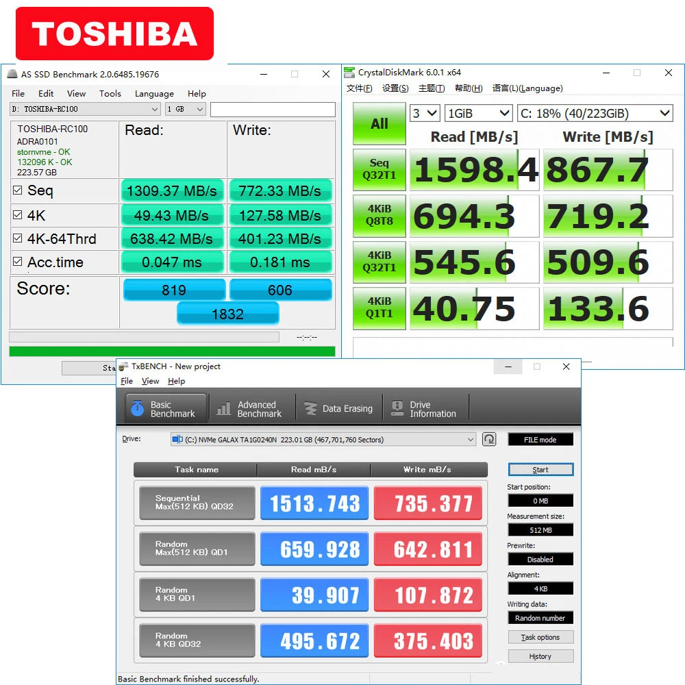 TOSHIBA 3D NAND RC100 SSD 120 ГБ 240 M.2 2242 NVMe PCIe Gen3x2 Внутренний твердотельный диск Жесткий для