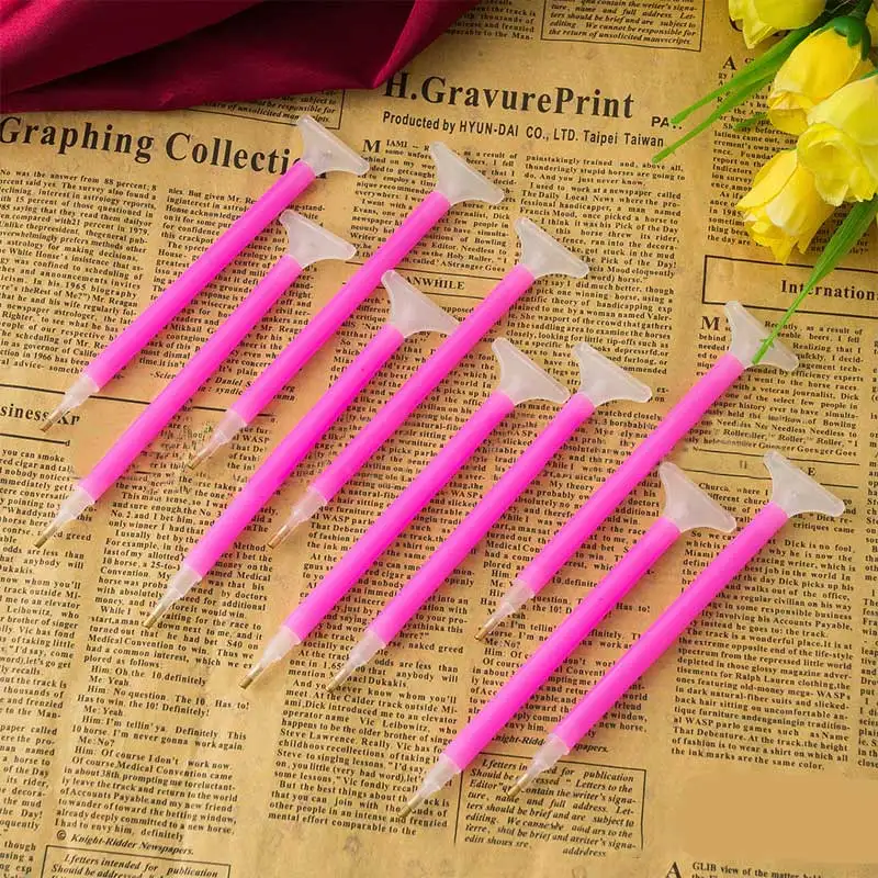 Diamond Painting Pen 10Pcs Diamond Painting Pens Point Drill Tool Double-headed Stitch Pens Square Round Drill Embroidery Mosaic DIY Hand Craft Tool