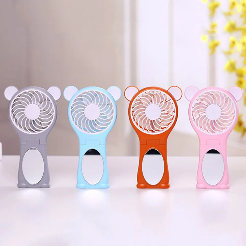 

air conditioning Miniature handheld mirror ultra quiet fan rechargeable lithium battery handheld Mini USB cute cartoon fan