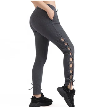 

Fashion Women Pencil Leggings Stretchy Bandage Hollowed out Pants S-XXL Plus Size Pants Women Casual High Waist Cargo Pants 2020