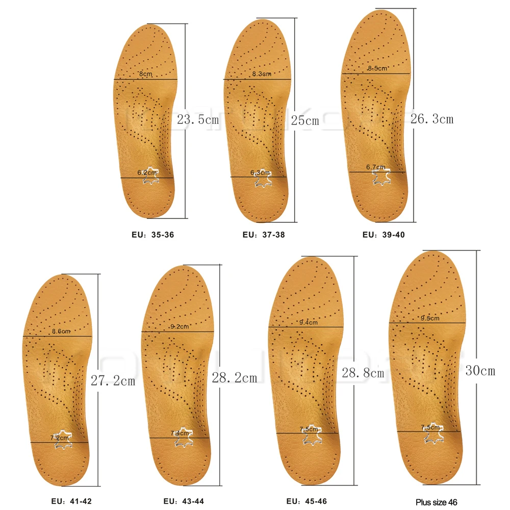 Leather Orthotic Insoles For Flat Feet Arch Support Orthopedic