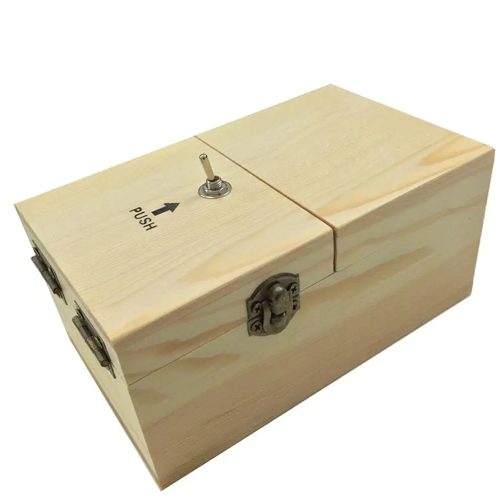 Caixa com Madeira Real para Presentes Brinquedos de Mesa Totalmente Montado Desliga Caixa Inútil ME Deixe Sozinho Máquina Geek ou se 24 deixe sozinho máquina caixa com madeira real