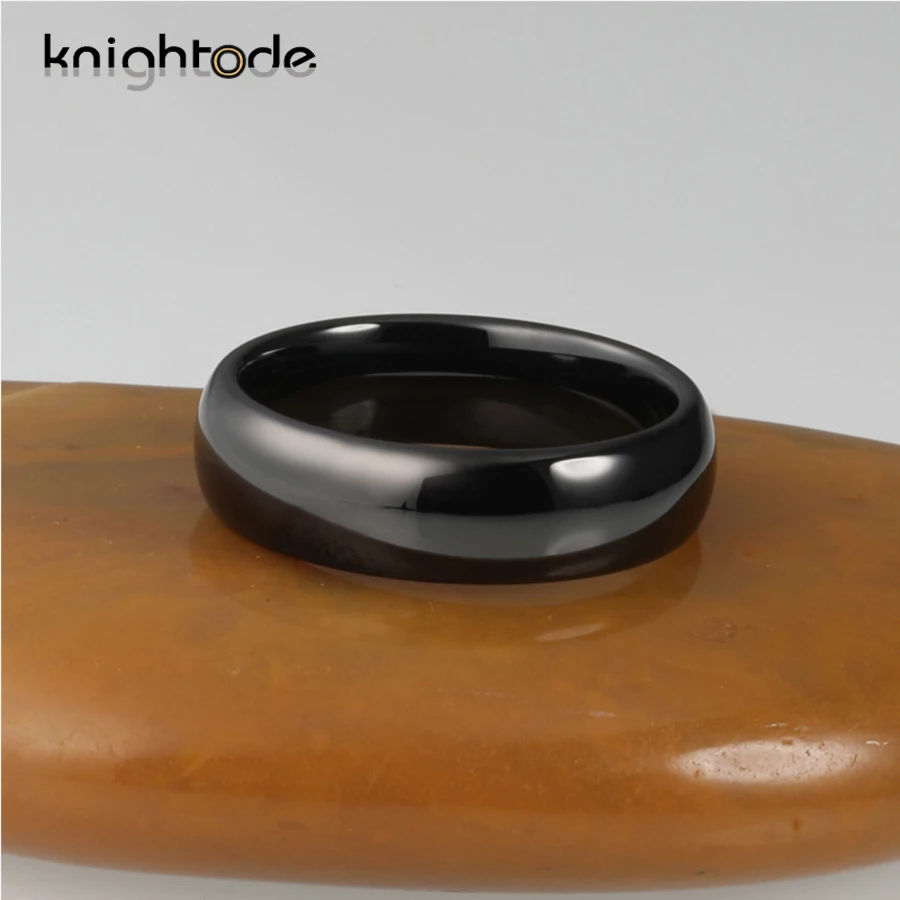 8mm Men Black Tungsten Carbide Engagement Rings 6mm Women Fashion Wedding Band Jewelry Gift Dome Polished Shiny Comfort Fit 6