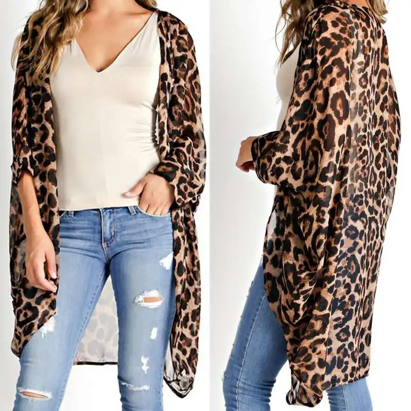 

2019 Celmia Vintage Kimono Cardigan Women Summer Tops Sexy Leopard Blouse Casual Loose Beach Cover Up Plus Size Blusas Femininas