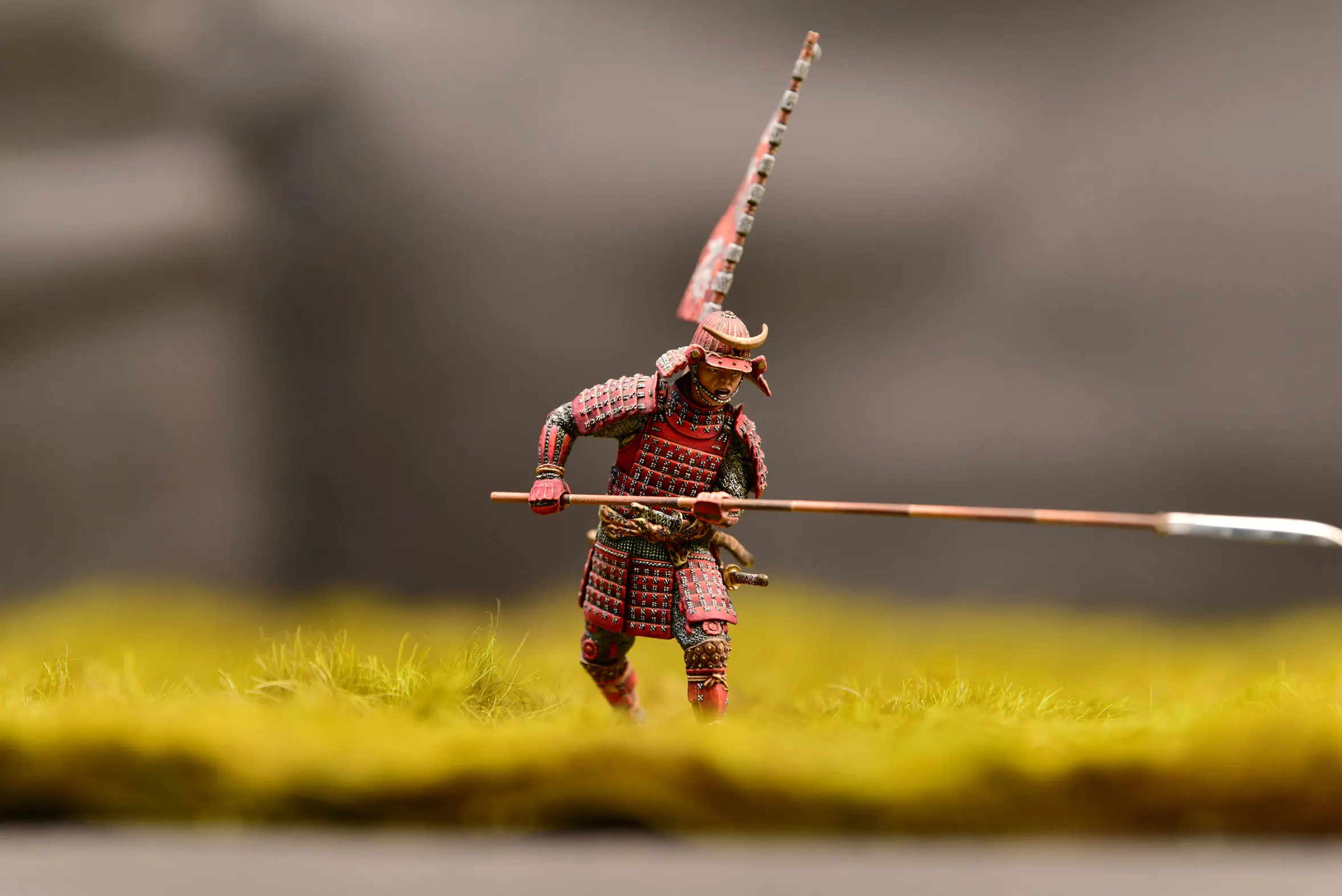 

Russian hand painting Metal Figure-Samurai Japan Warring Long gun samurai