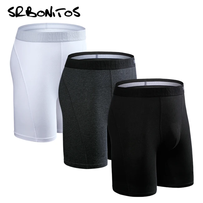 Бренд SRBONITOS, 3 шт., Длинные боксеры, мужское нижнее белье, мужские боксеры, мужское нижнее белье, боксеры, шорты, хлопковые шорты, мягкие сексуальные дышащие трусы - Цвет: B7 3PCS pack3