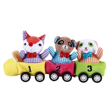

Baby Cotton Blends Train Toys Cartoon Animal Colorful Train Car Toys For Baby Early Development Children's Furry Car Toy