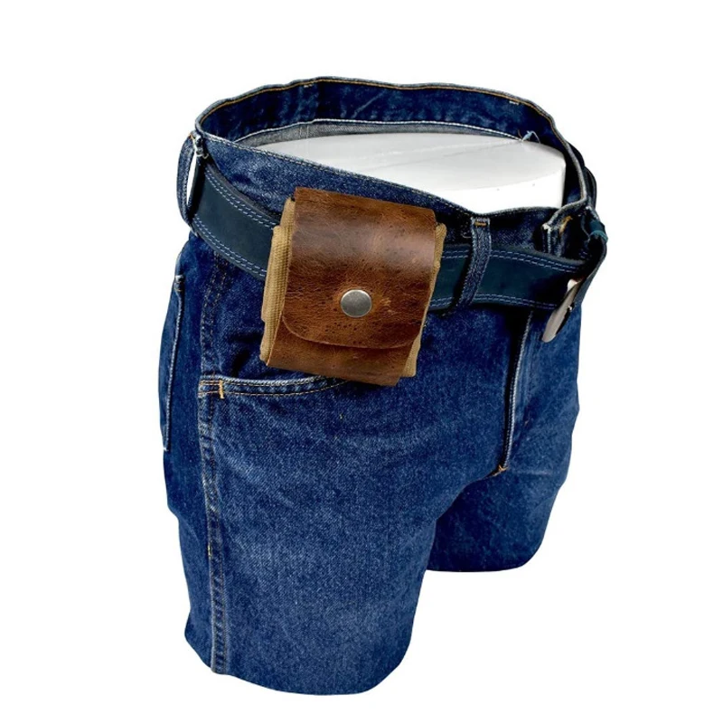 PU 가죽 캔버스 Bushcraft 가방 캔버스 하이킹을위한 채집 주머니, 야외 캠핑을위한 Drawstring이있는 버클 의무 도구 주머니