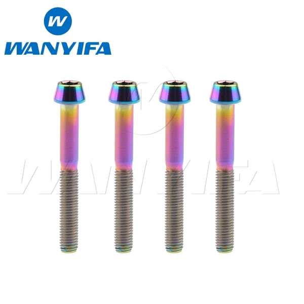 Титановые болты M6X45 50 55 60 мм Цикл Acessory велосипед Велоспорт коническая головка шестигранные винты - Цвет: M6X45 rainbow