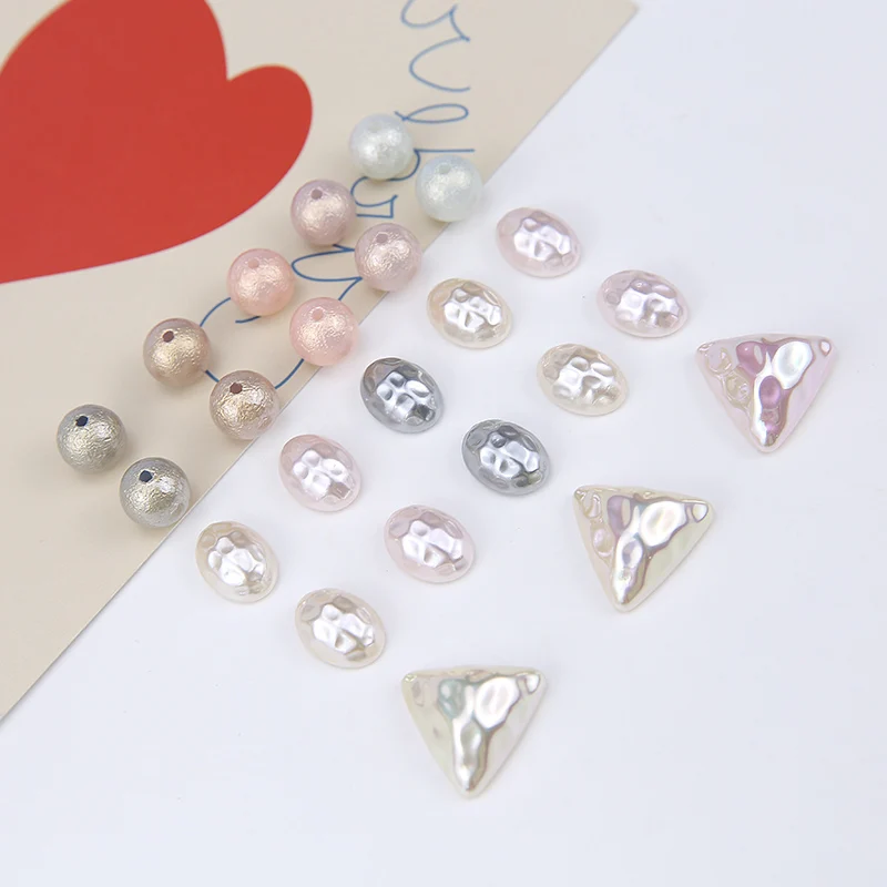 

DIY handmade jewelry accessories simple concave-convex triangular beads single-hole imitation shell bead earrings material