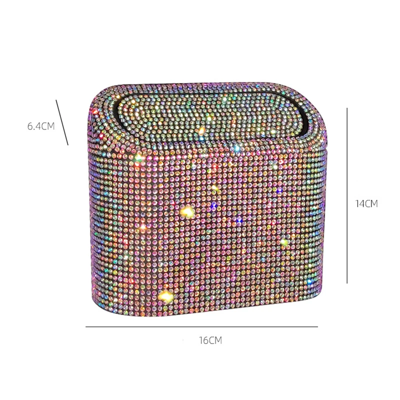 Glitter Trash Can For Car Storage Box Garbage Grabber Bling Rhinestone Door Trash Bin Auto Supplies Car Interior Accessories