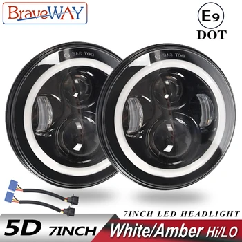 

Braveway 7inch Round Led Headlight 12V 24V Amber Turn Signal DRL High Low Beam for Motorcycle Lada Niva Urban Priora Offroad UAZ